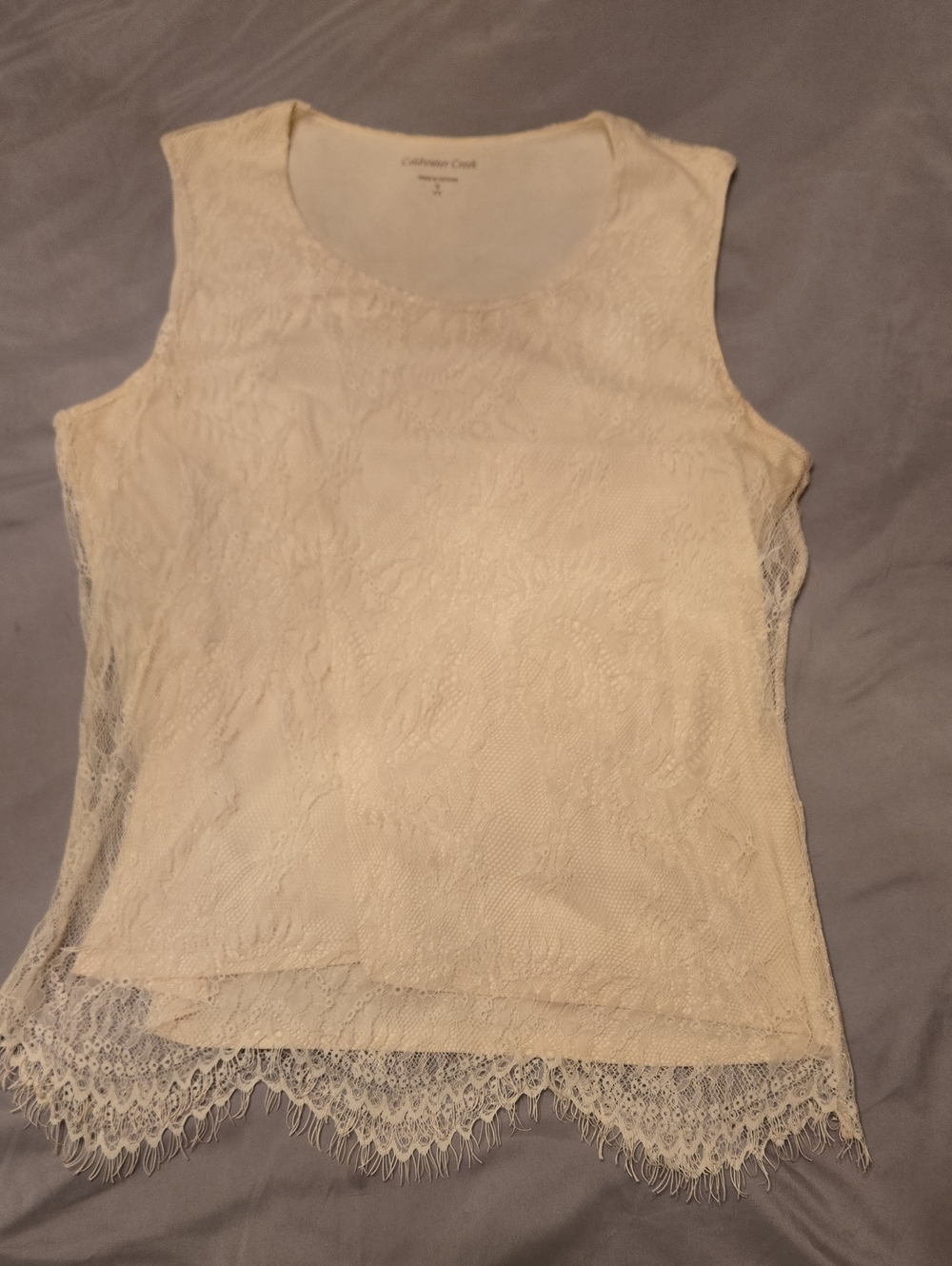 Christopher & Banks Lace Trim Cream Sleeveless Camisole